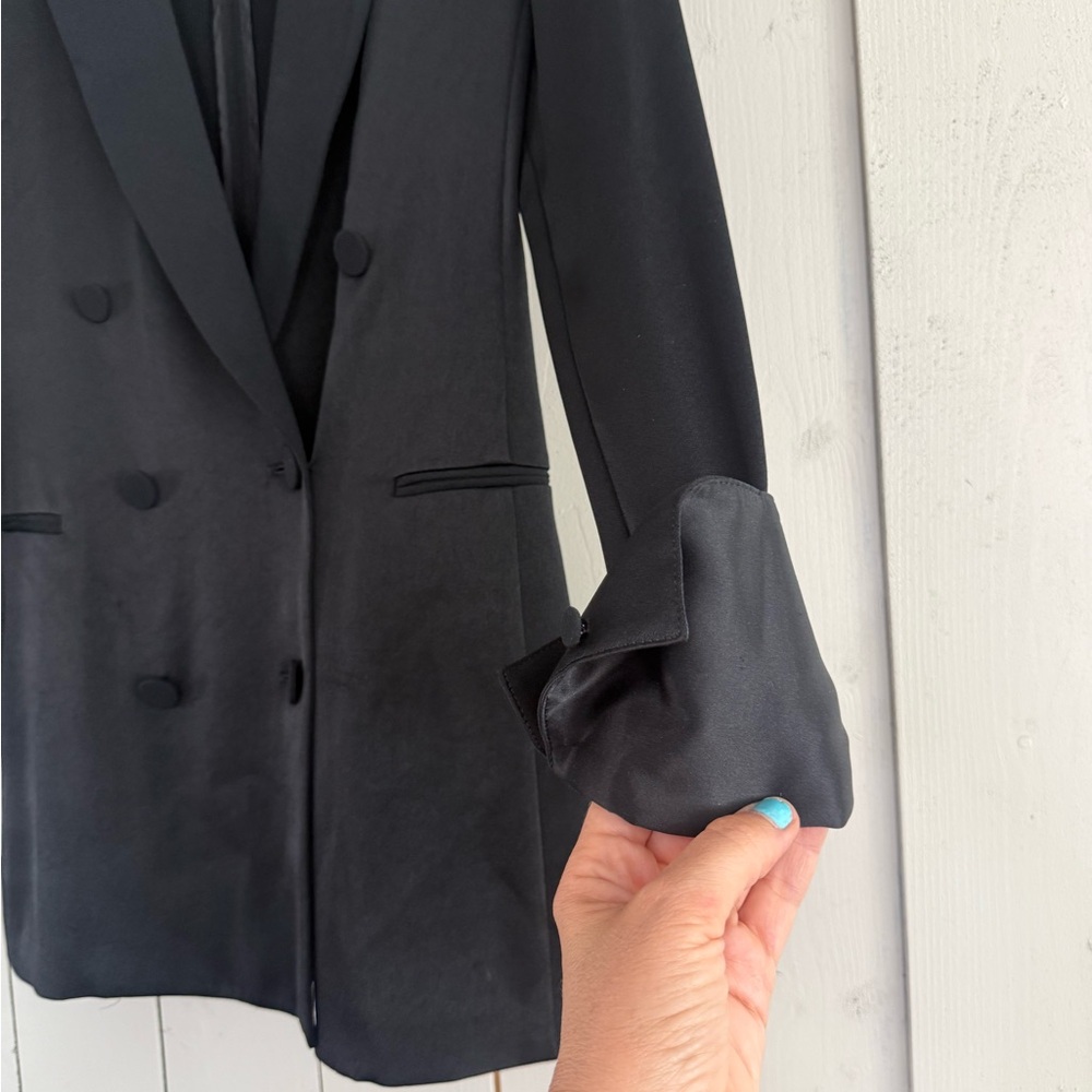 rag & bone Black Double-Breasted Satin-Trim Blazer - Picture 3 of 6